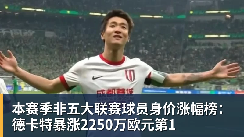 本赛季非五大联赛球员身价涨幅榜：德卡特暴涨2250万欧元第1